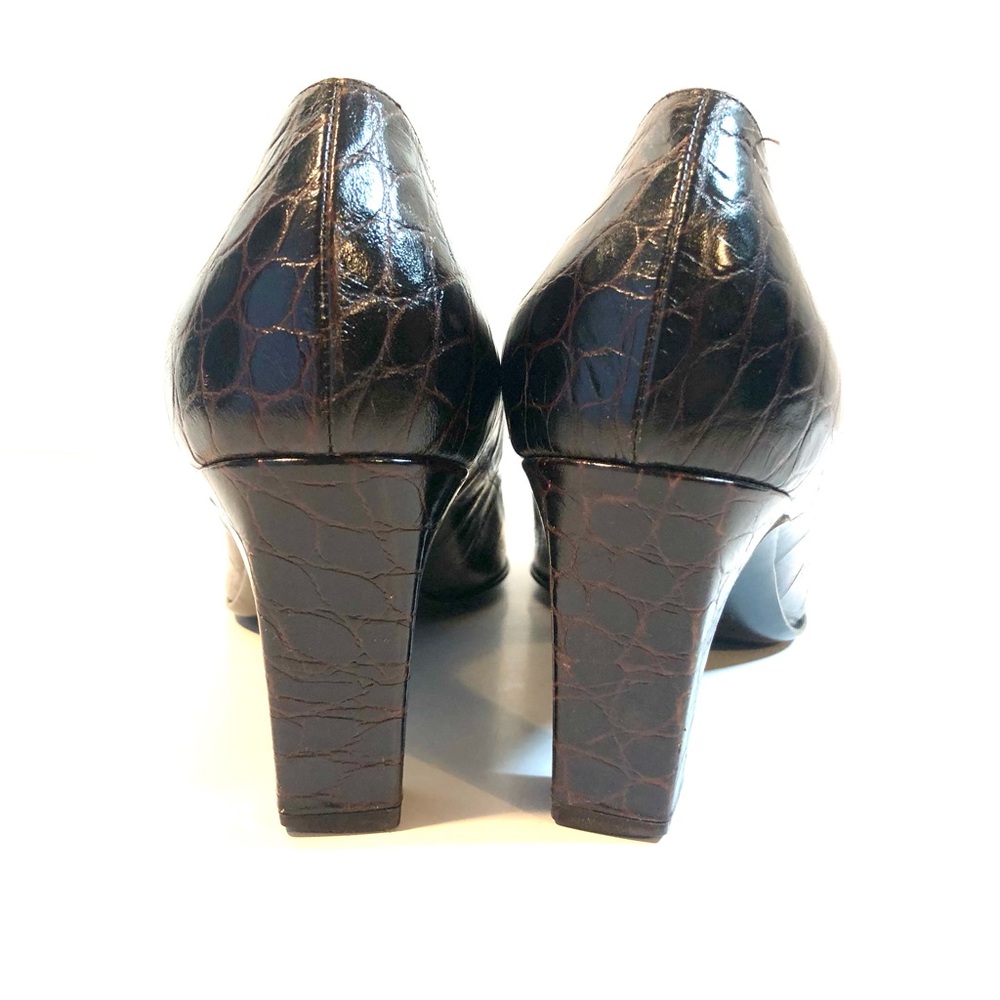 BRUNO MAGLI Brown Croco Leather Pumps Shoes Heels - Picture 5 of 12